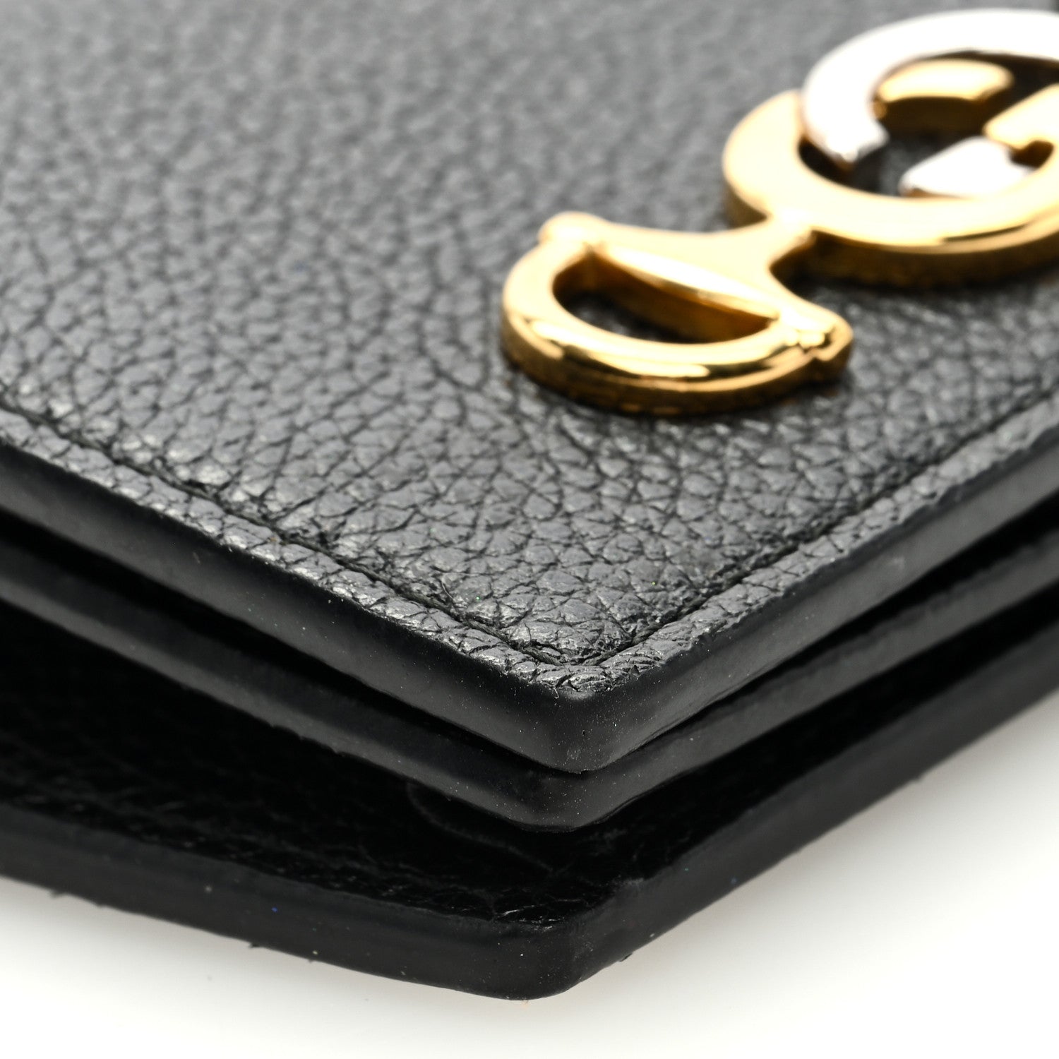 Gucci Grainy Calfskin Zumi Chain Card Case Wallet Black 7 of 8