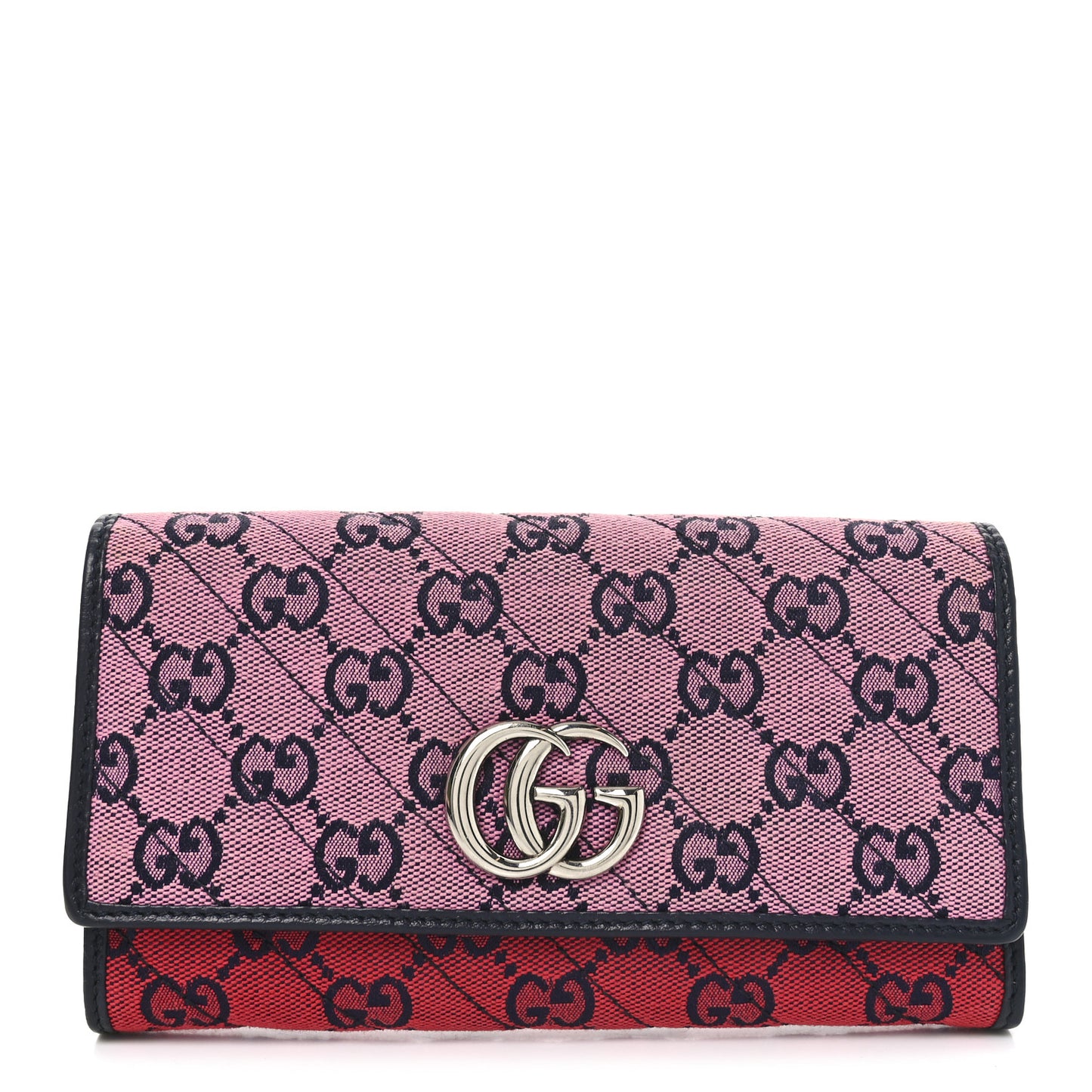 Monogram Multicolor Matelasse Diagonal GG Marmont Continental Wallet Red Pink Green