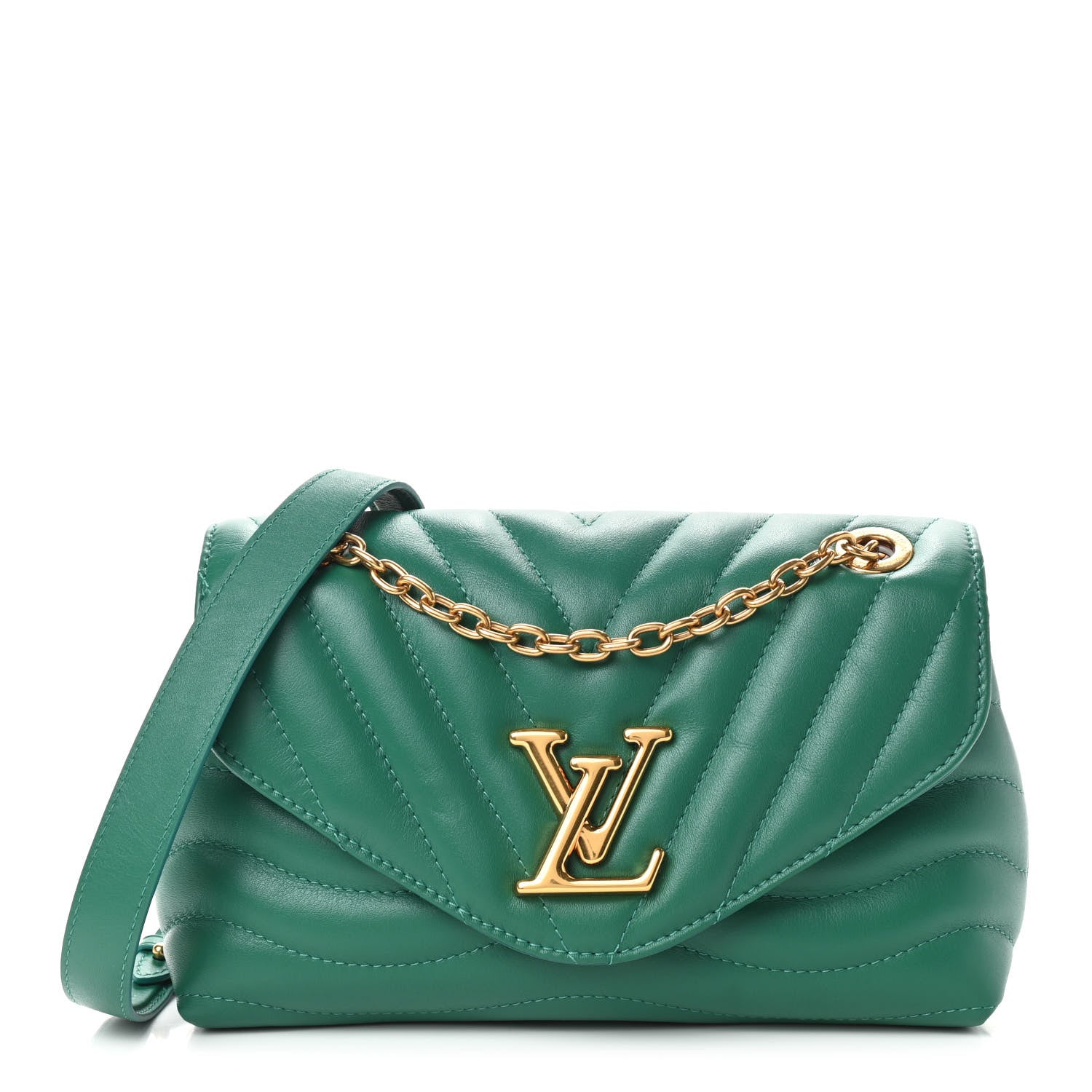 Louis Vuitton Calfskin New Wave Chain Bag MM NM Emerald 1 of 8
