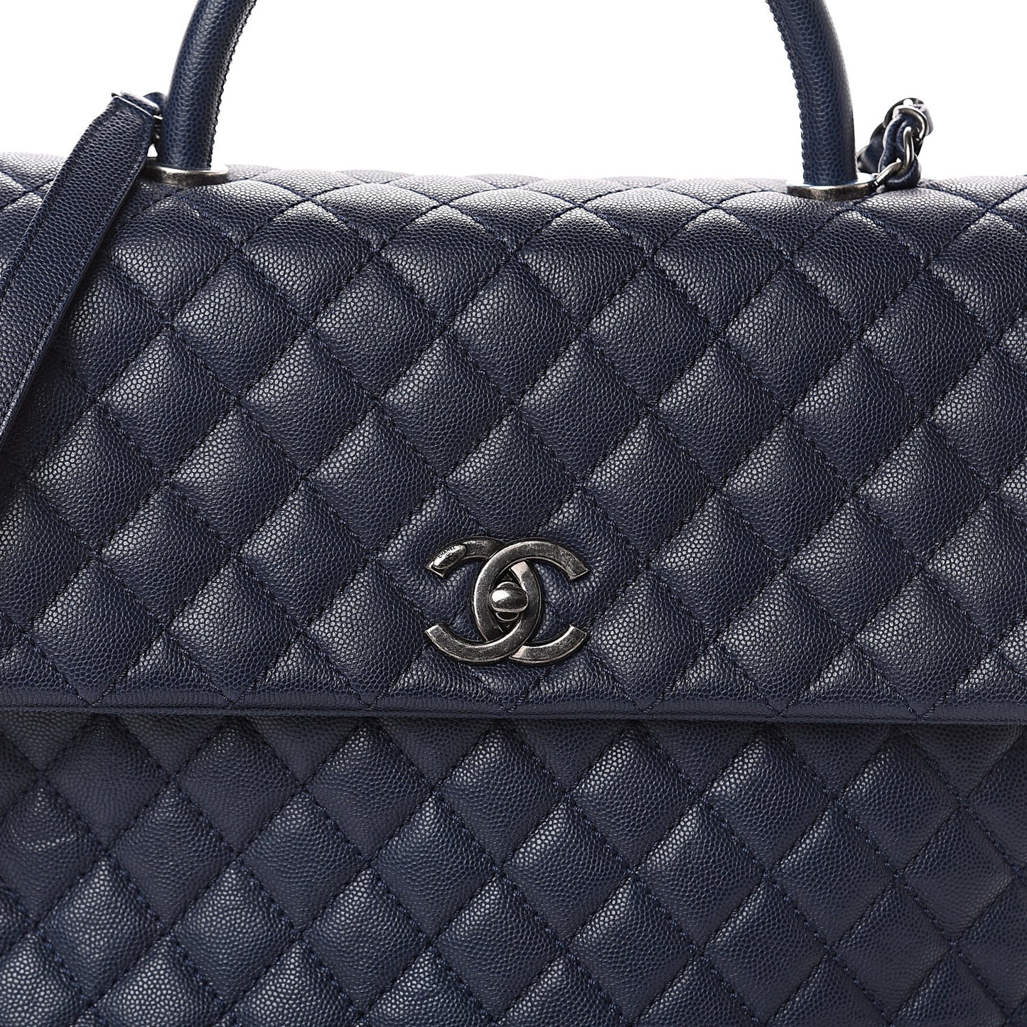 Caviar Quilted Large Coco Handle Flap Blue