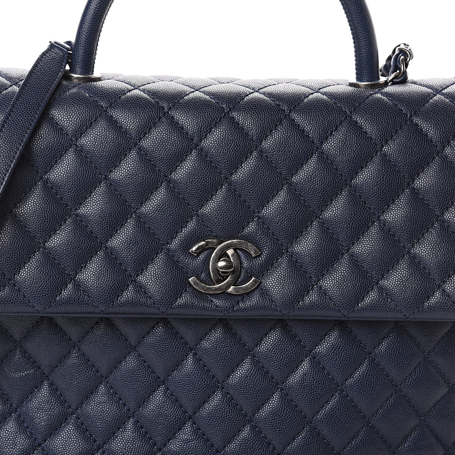 Chanel Caviar Quilted Large Coco Handle Flap Blue 7 of 9