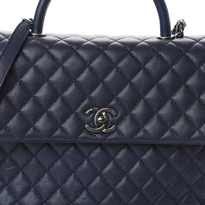 Chanel Caviar Quilted Large Coco Handle Flap Blue 7 of 9