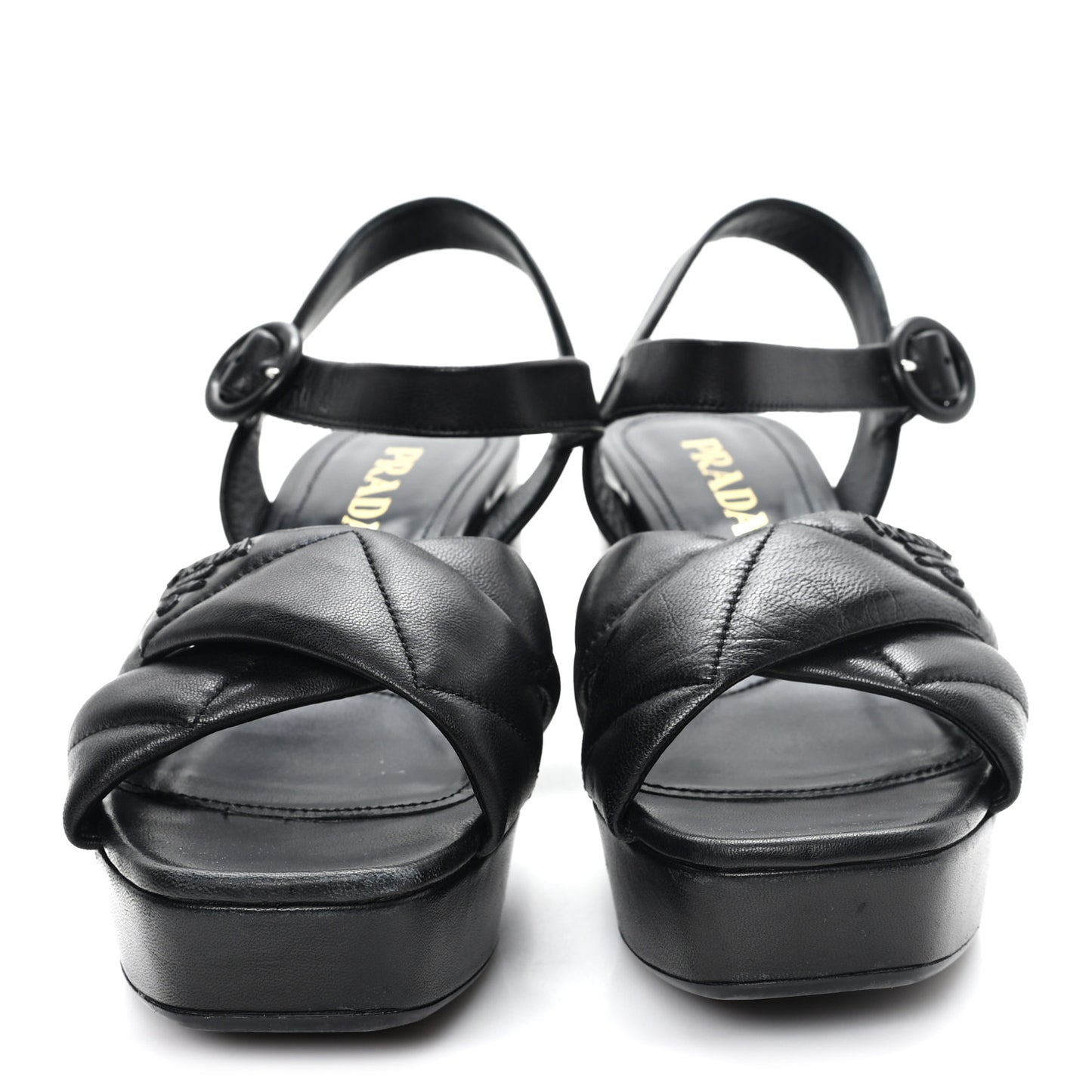 Nappa Logo Quilted Crisscross Platform 20/65mm Sandals 37.5  Black