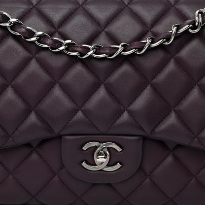 Chanel Lambskin Quilted Jumbo Double Flap Purple 10 of 16