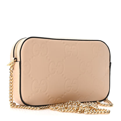 Gucci Calfskin GG Super Mini Debossed Chain Wallet Light Beige 3 of 10