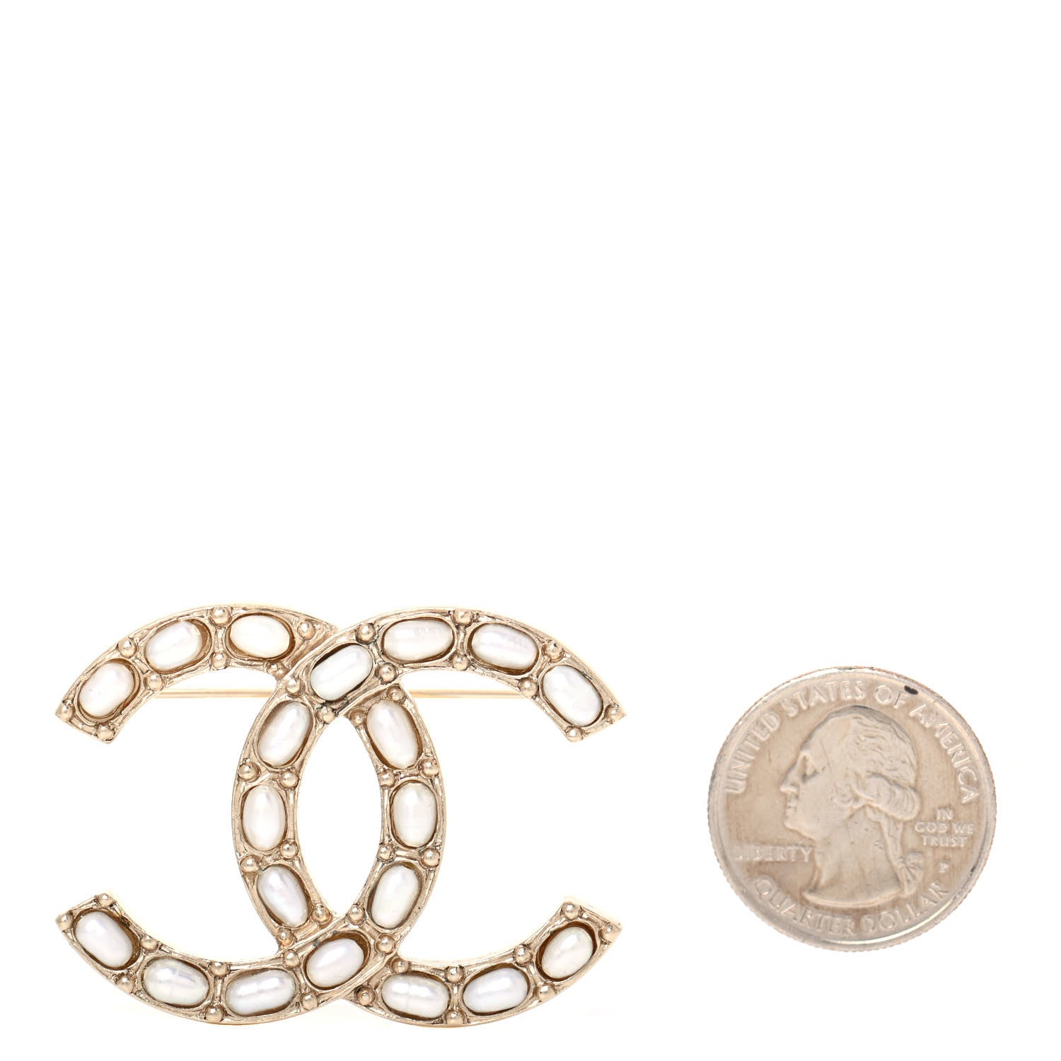 Chanel Pearl Studded CC Brooch Pin 2 of 4