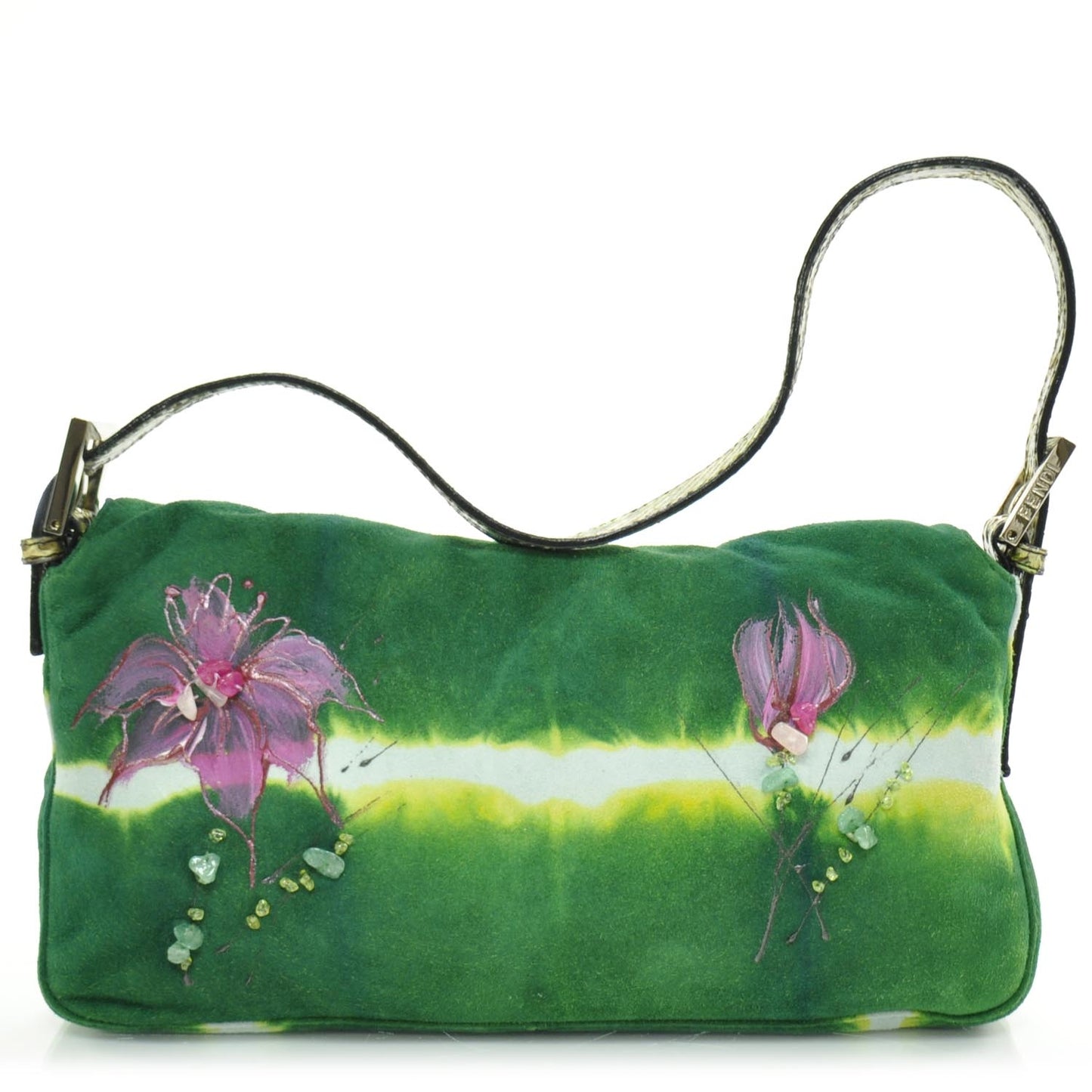 Suede Python Floral Baguette Green
