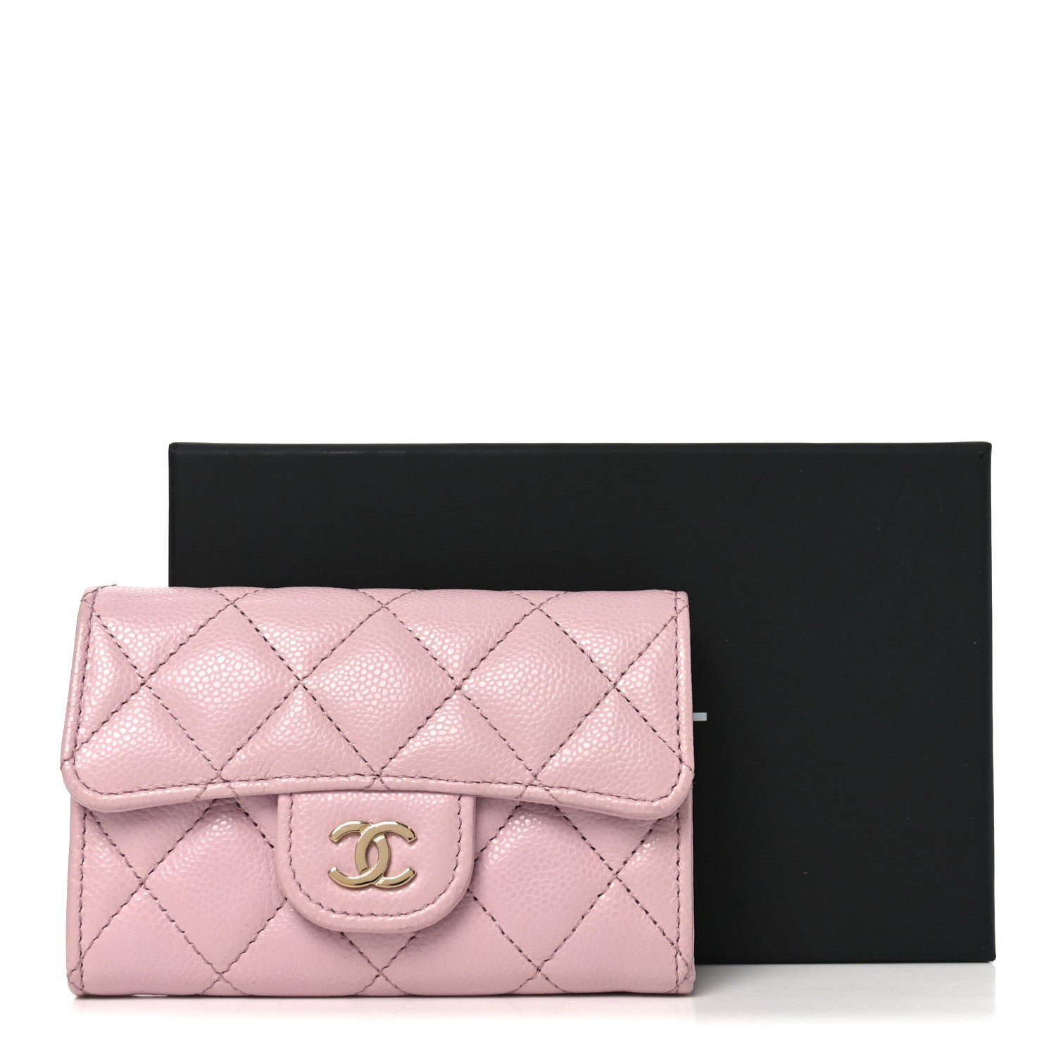 Chanel Caviar Quilted Flap Card Holder Wallet Light Pink 9 of 9