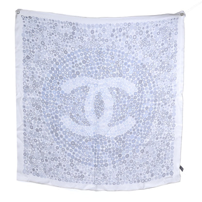 Chanel Silk CC Symbols Scarf Blue 2 of 9