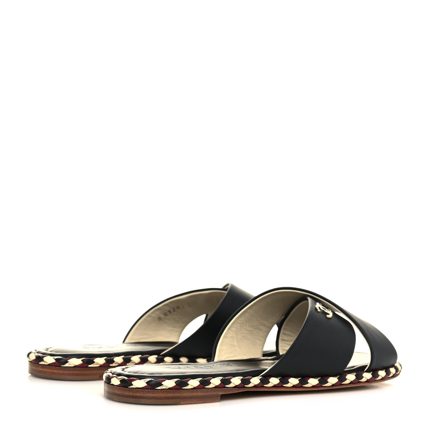 Chanel Lambskin Braided Mule Sandals 38 Black 4 of 10