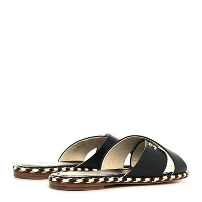 Chanel Lambskin Braided Mule Sandals 38 Black 4 of 10