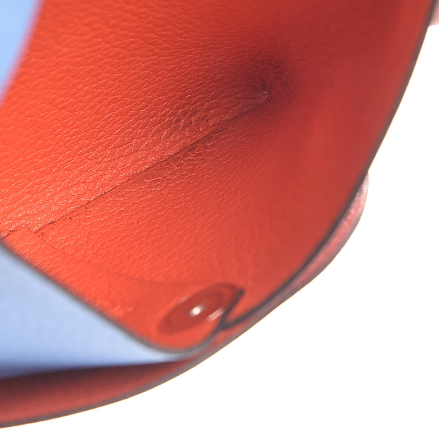 Hermes Evercolor Verso Bastia Coin Purse Bleu Paradis Orange Poppy 8 of 9