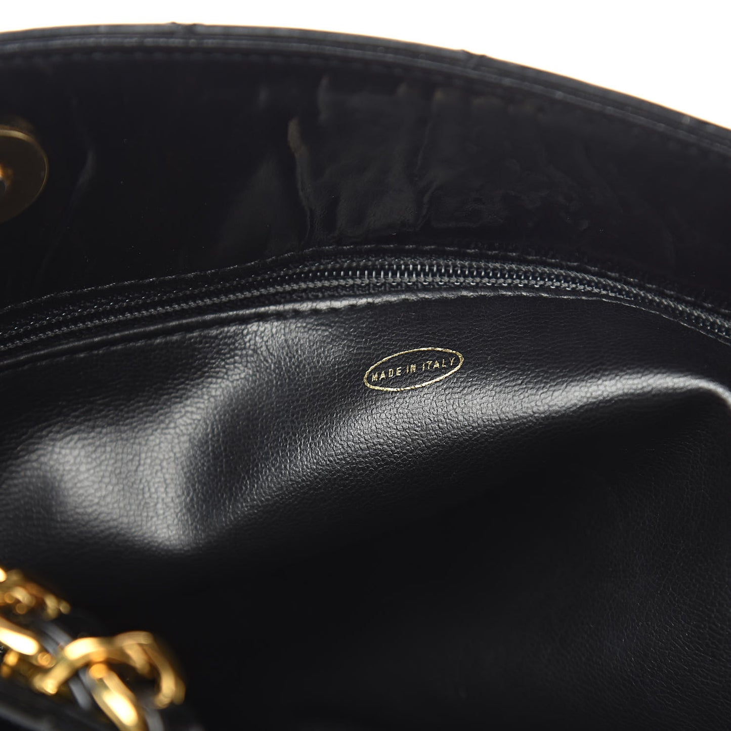 Patent Quilted Tote Black