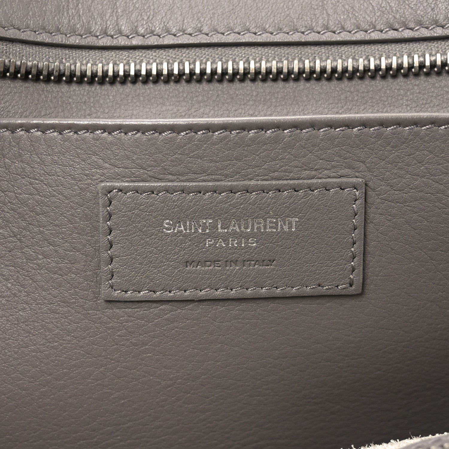 Saint Laurent Calfskin Suede Baby Monogram Downtown Cabas Grey 6 of 10