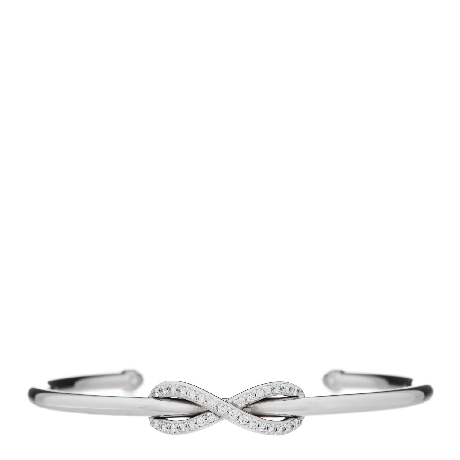 Tiffany 18K White Gold Diamond Infinity Cuff Bracelet 1 of 4