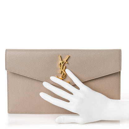 Saint Laurent Grain De Poudre Uptown Pouch Dark Beige 2 of 9