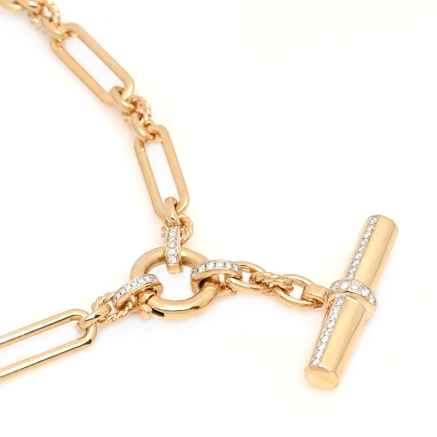18K Yellow Gold Diamond Lexington Chain Toggle Necklace