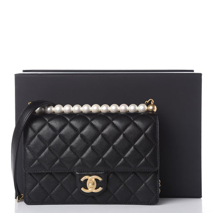Chanel Lambskin Quilted Small Chic Pearls Flap Black 12 of 12