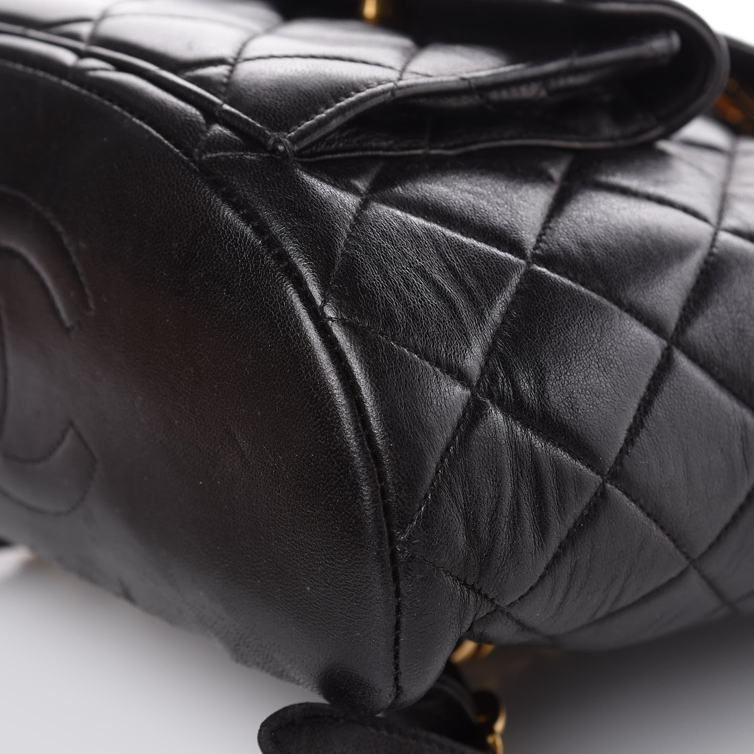 Chanel Lambskin Quilted Drawstring Backpack Black 10 of 16