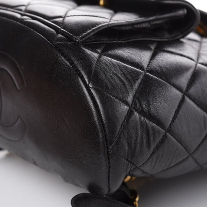 Chanel Lambskin Quilted Drawstring Backpack Black 10 of 16
