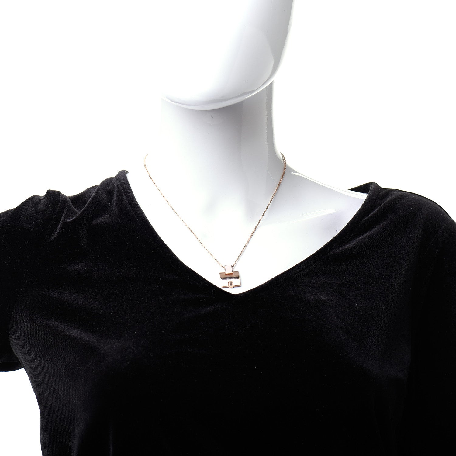 Hermes Rose Gold Plated Lacquered Eileen Pendant Necklace Rose Dragee 2 of 6