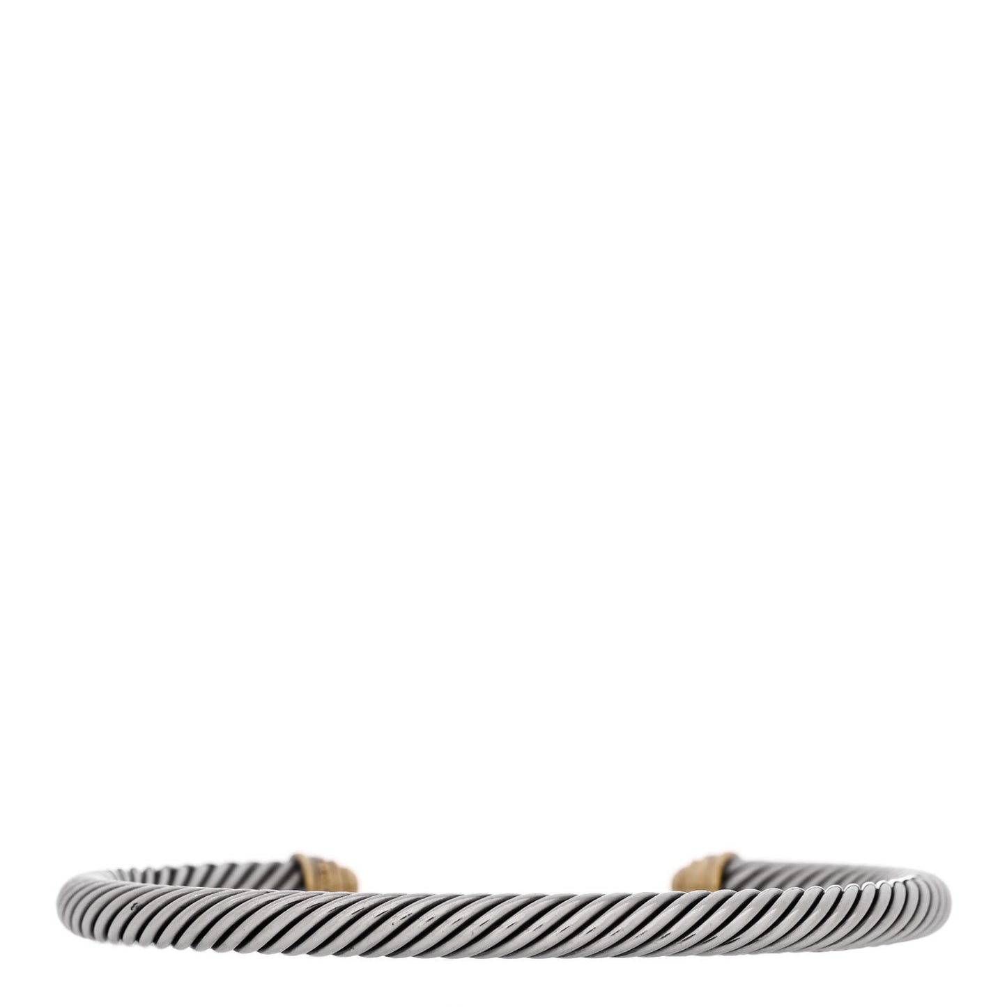 Sterling Silver 18K Yellow Gold Pave Diamond 5mm Cable Classics Bracelet