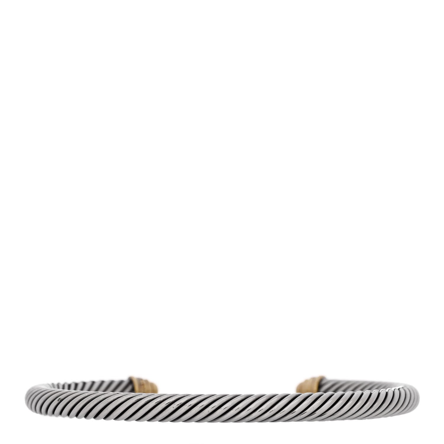 David Yurman Sterling Silver 18K Yellow Gold Pave Diamond 5mm Cable Classics Bracelet 2 of 3