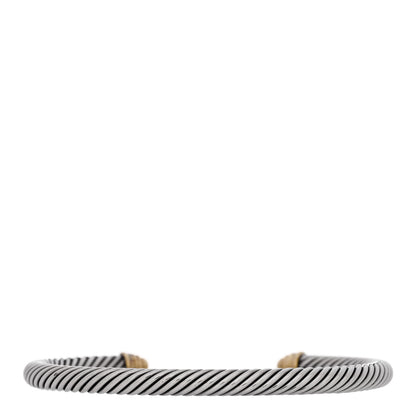 David Yurman Sterling Silver 18K Yellow Gold Pave Diamond 5mm Cable Classics Bracelet 2 of 3