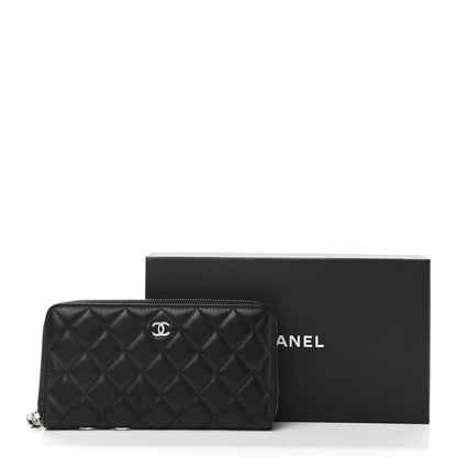 Chanel Lambskin Quilted Large Gusset Zip Around Wallet Black 9 of 9