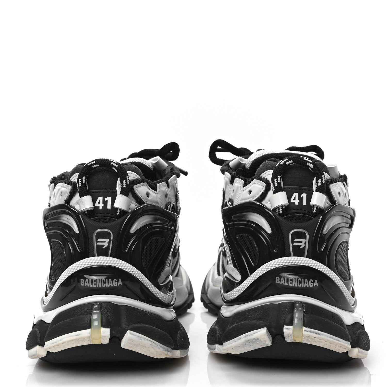 Balenciaga Mesh Rubber Bi-Color Mens Runner Sneakers 41 White Black 5 of 8