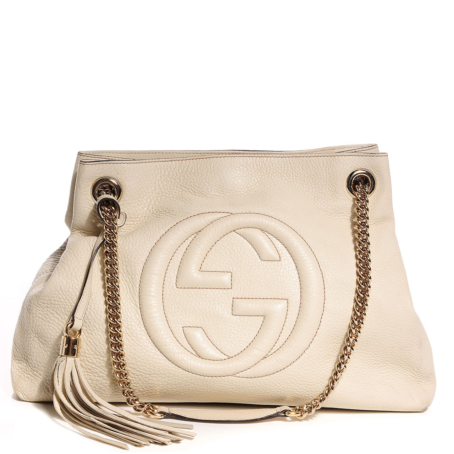 Pebbled Calfskin Medium Soho Chain Shoulder Bag Off White