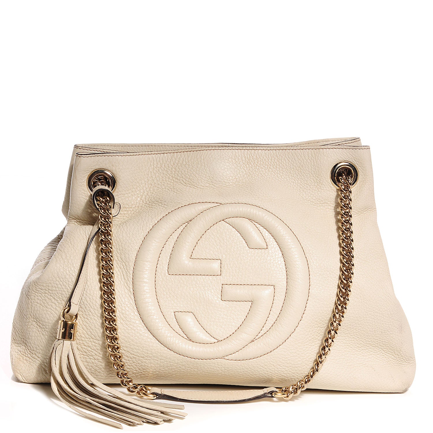 Gucci Pebbled Calfskin Medium Soho Chain Shoulder Bag Off White 1 of 7