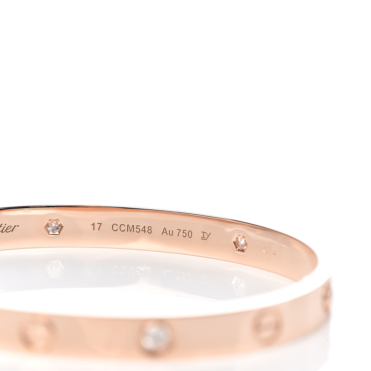 18K Pink Gold 4 Diamond LOVE Bracelet 17