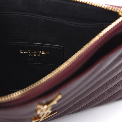 Saint Laurent Grain De Poudre Chevron Monogram Bill Pouch Palissandre 6 of 12