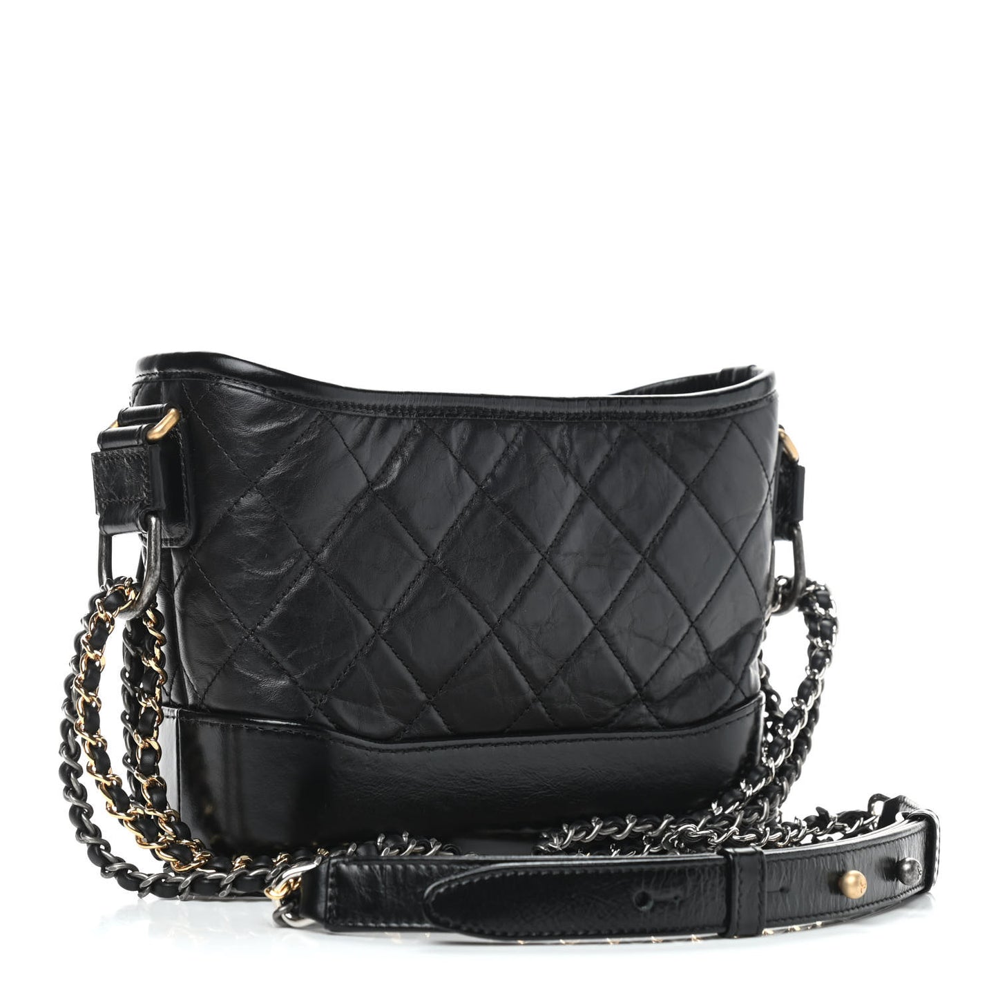 Aged Calfskin Quilted Small Gabrielle Hobo Black