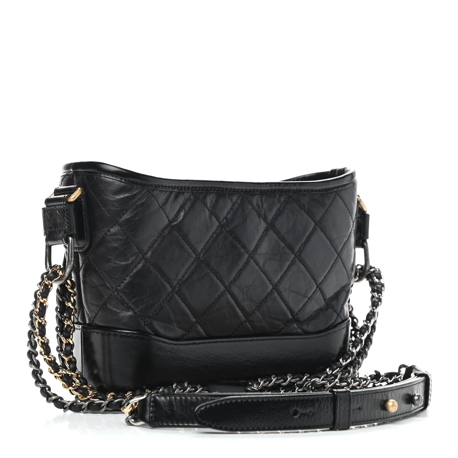 Chanel Aged Calfskin Quilted Small Gabrielle Hobo Black 3 of 9