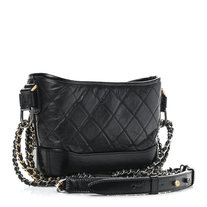 Chanel Aged Calfskin Quilted Small Gabrielle Hobo Black 3 of 9