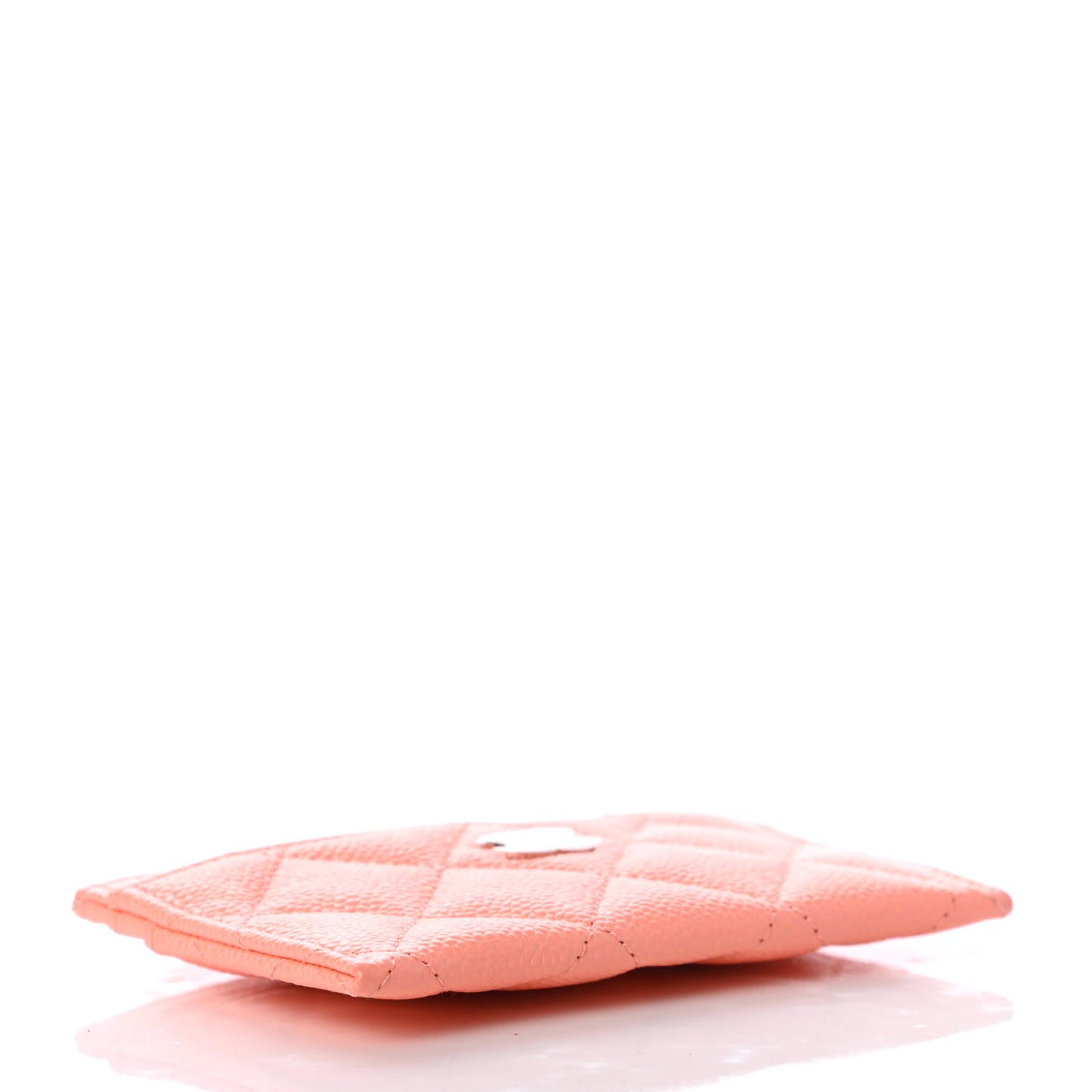Caviar Quilted Card Holder Coral