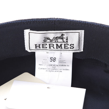 Hermes Glossy Lambskin Wool Womens Vauban Cap 58 Marine Black 7 of 8