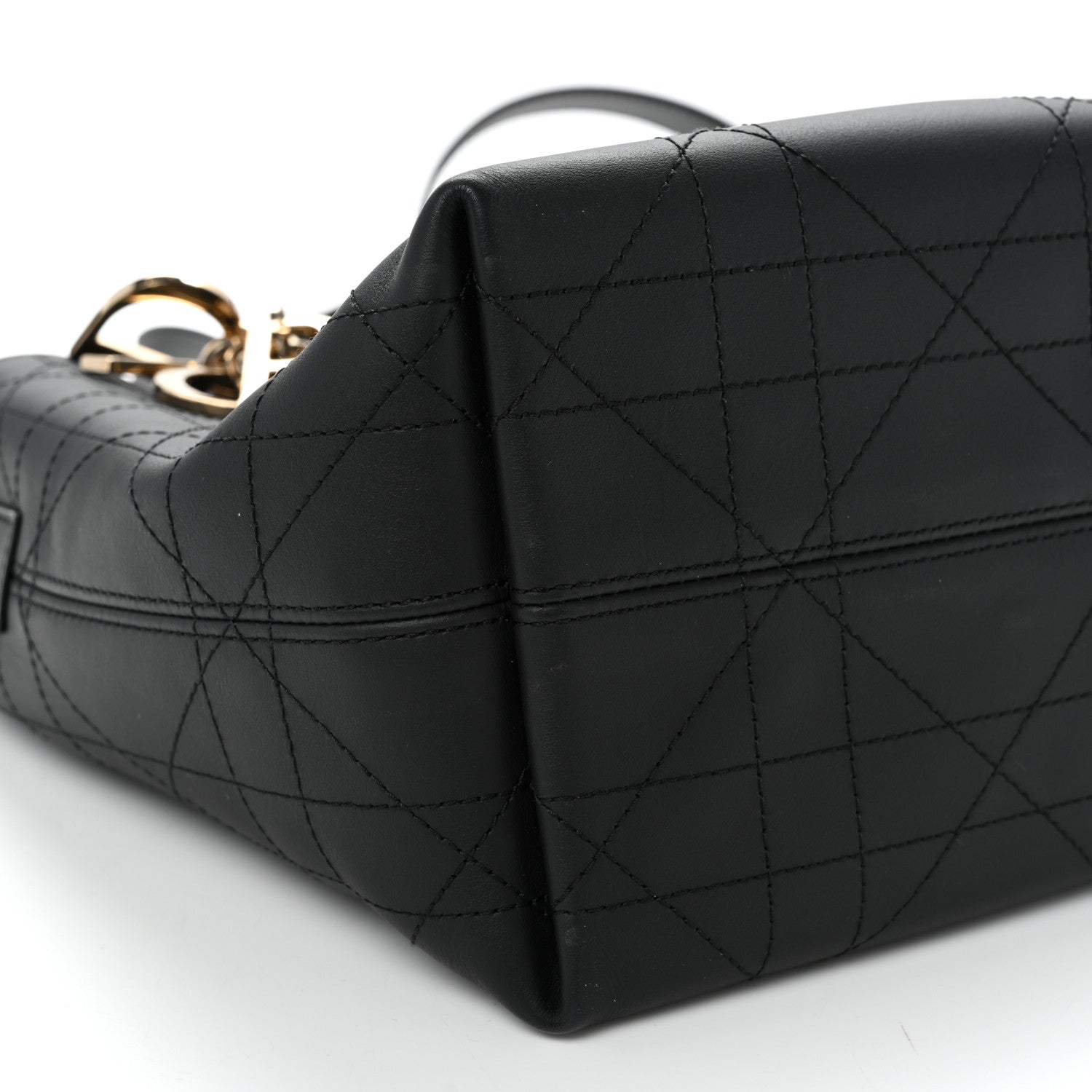 Christian Dior Smooth Calfskin Vintage Flat Macrocannage Small Toujours Vertical Tote Black 8 of 9