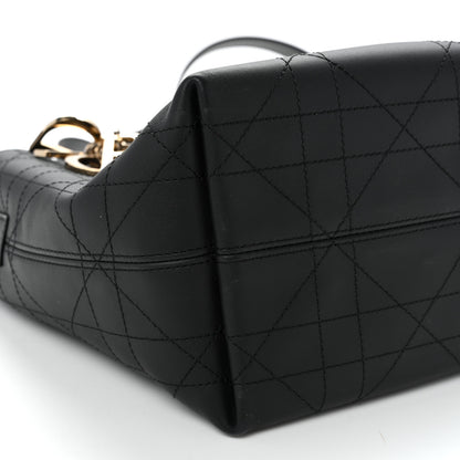 Christian Dior Smooth Calfskin Vintage Flat Macrocannage Small Toujours Vertical Tote Black 8 of 9