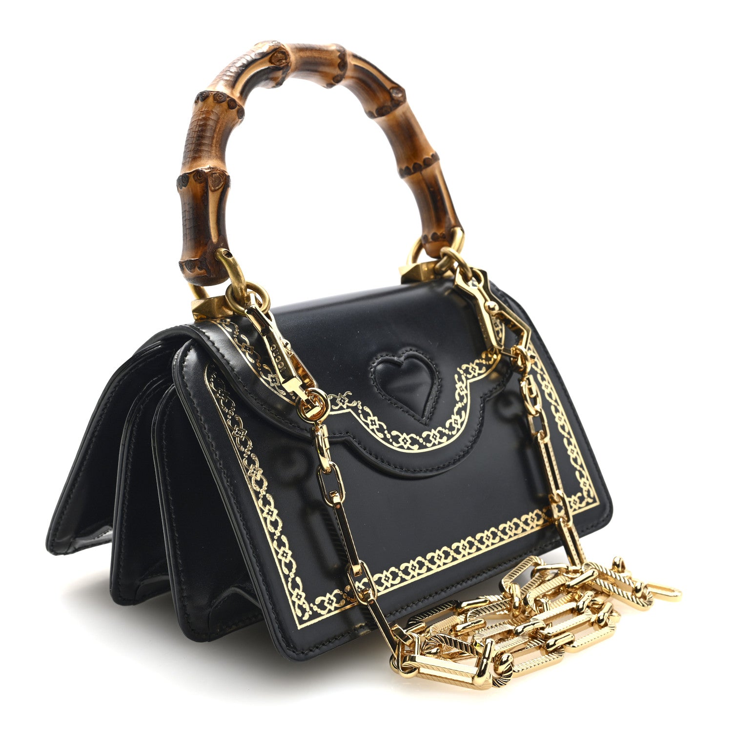 Gucci Calfskin Bamboo Mini Thiara Top Handle Bag Black 3 of 10