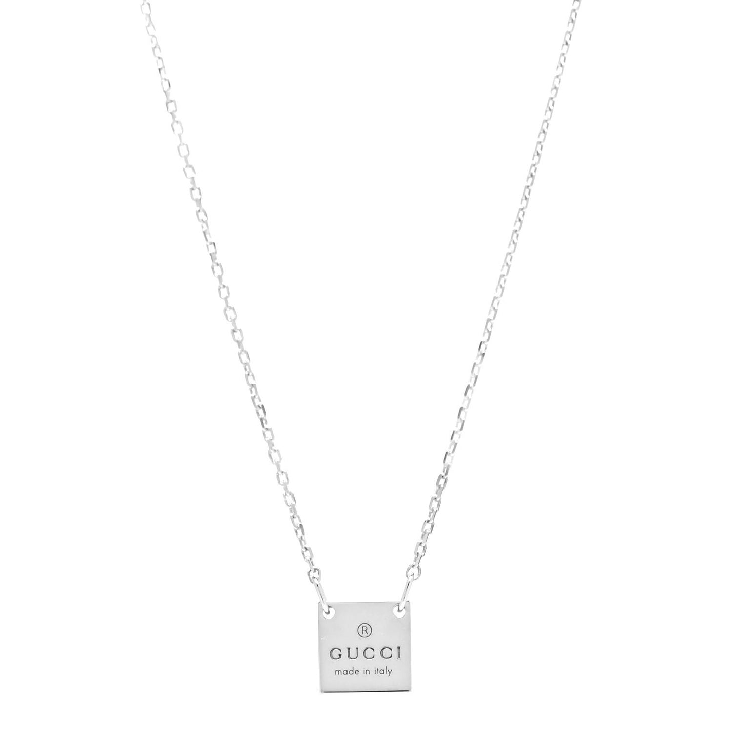 Sterling Silver Logo Square Tag Necklace