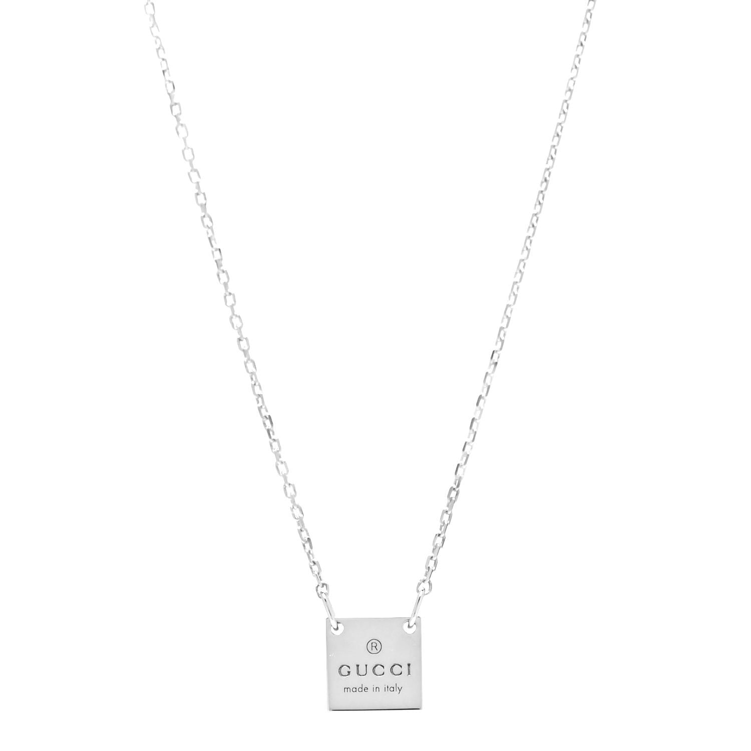 Gucci Sterling Silver Logo Square Tag Necklace 1 of 5
