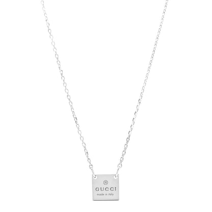 Gucci Sterling Silver Logo Square Tag Necklace 1 of 5