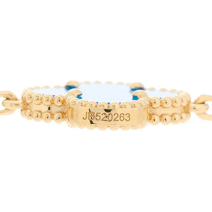 Van Cleef & Arpels 18K Yellow Gold Blue Agate 10 Motifs Vintage Alhambra Necklace 5 of 7