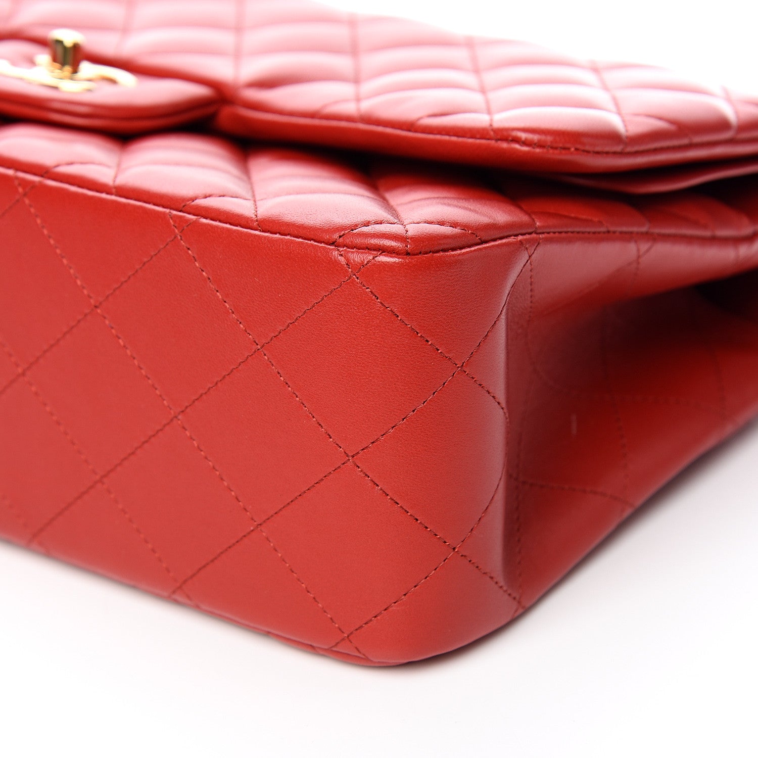 Chanel Lambskin Quilted Jumbo Double Flap Red 8 of 10