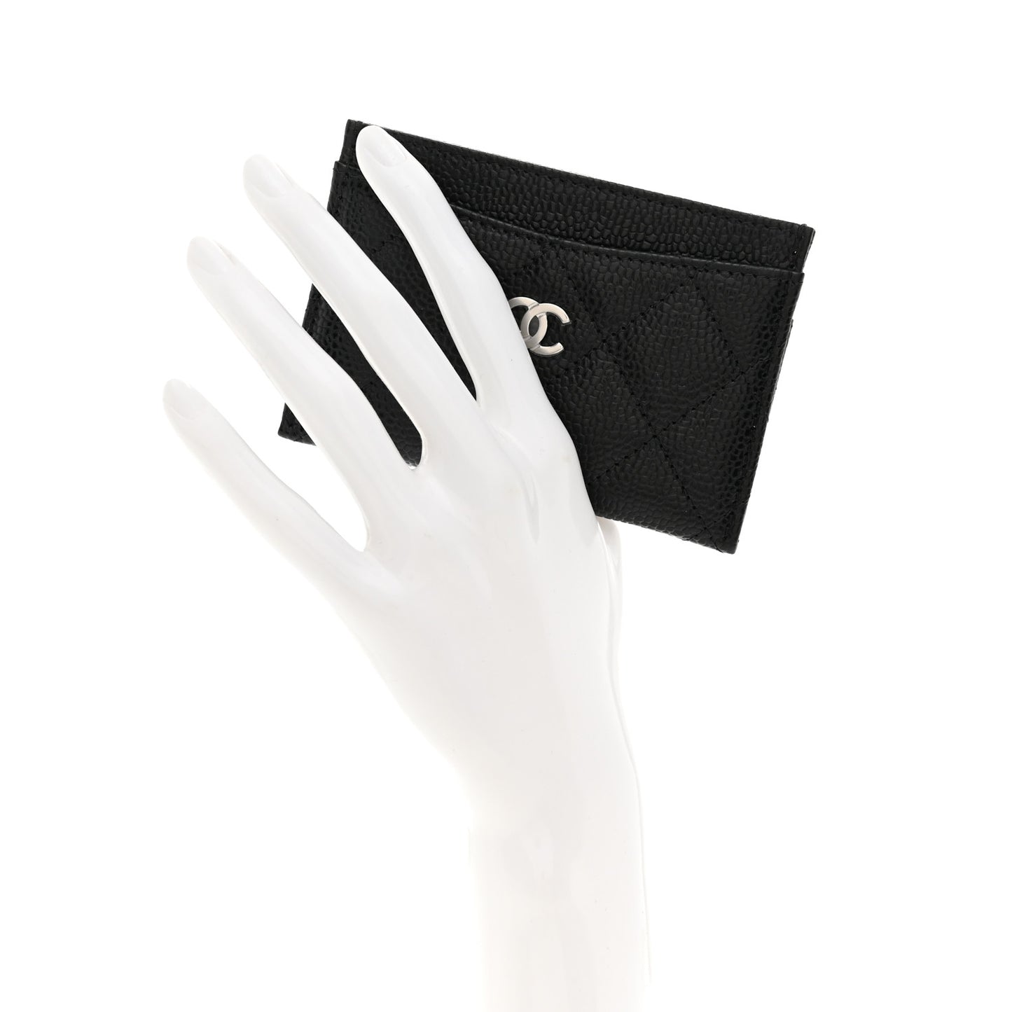 Caviar Quilted Card Holder Black
