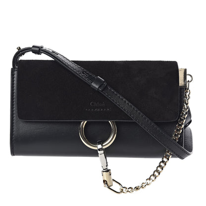 Chloe Suede Calfskin Mini Faye Shoulder Bag Black 1 of 10