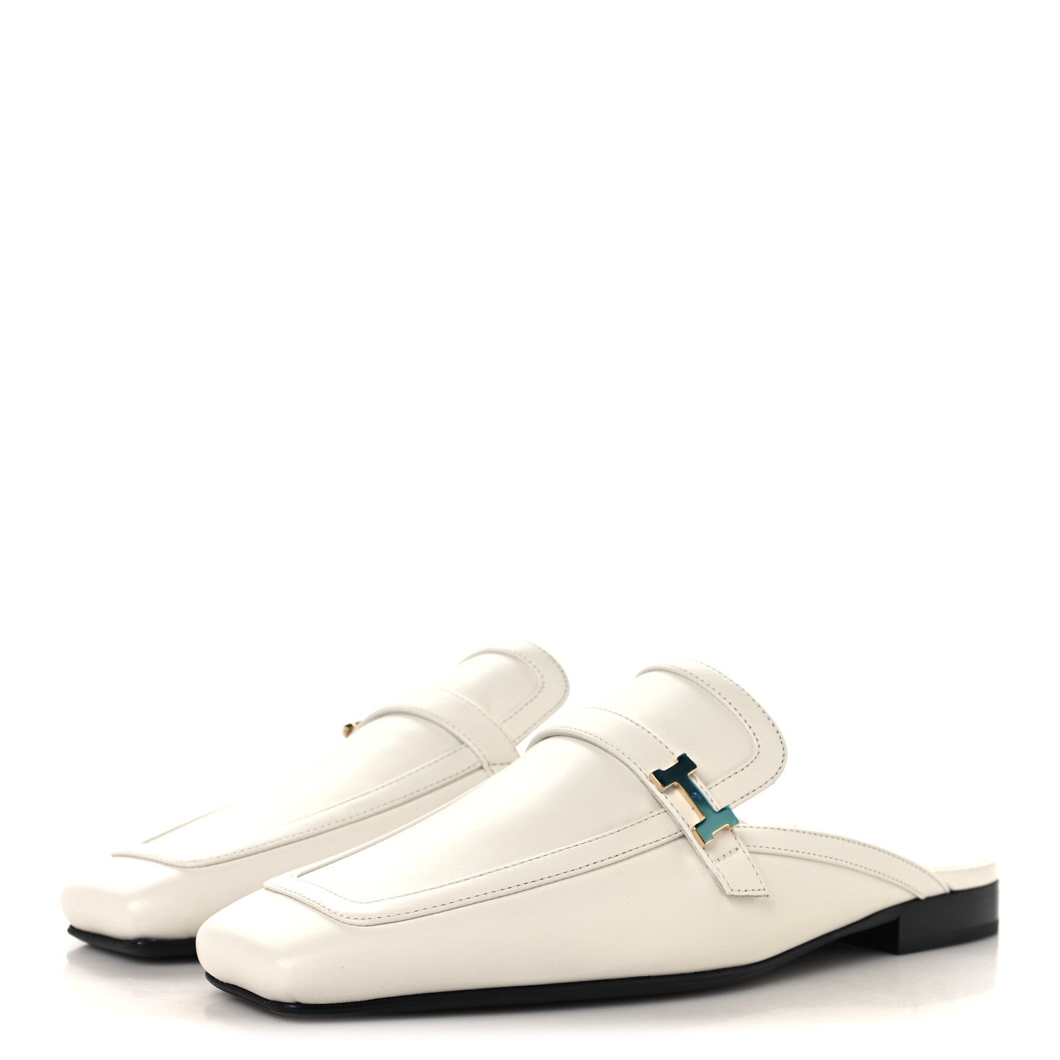 Hermes Calfskin Womens Groupie Mules 35 White 4 of 9